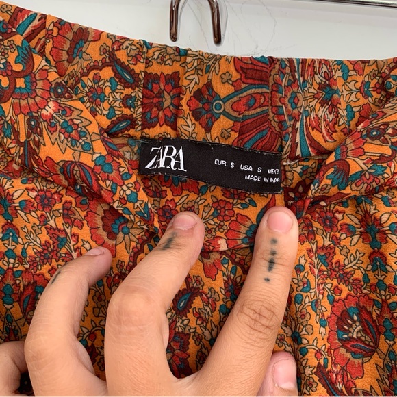 ZARA ORANGE PAISLEY FLOWY PANTS - Picture 8 of 9
